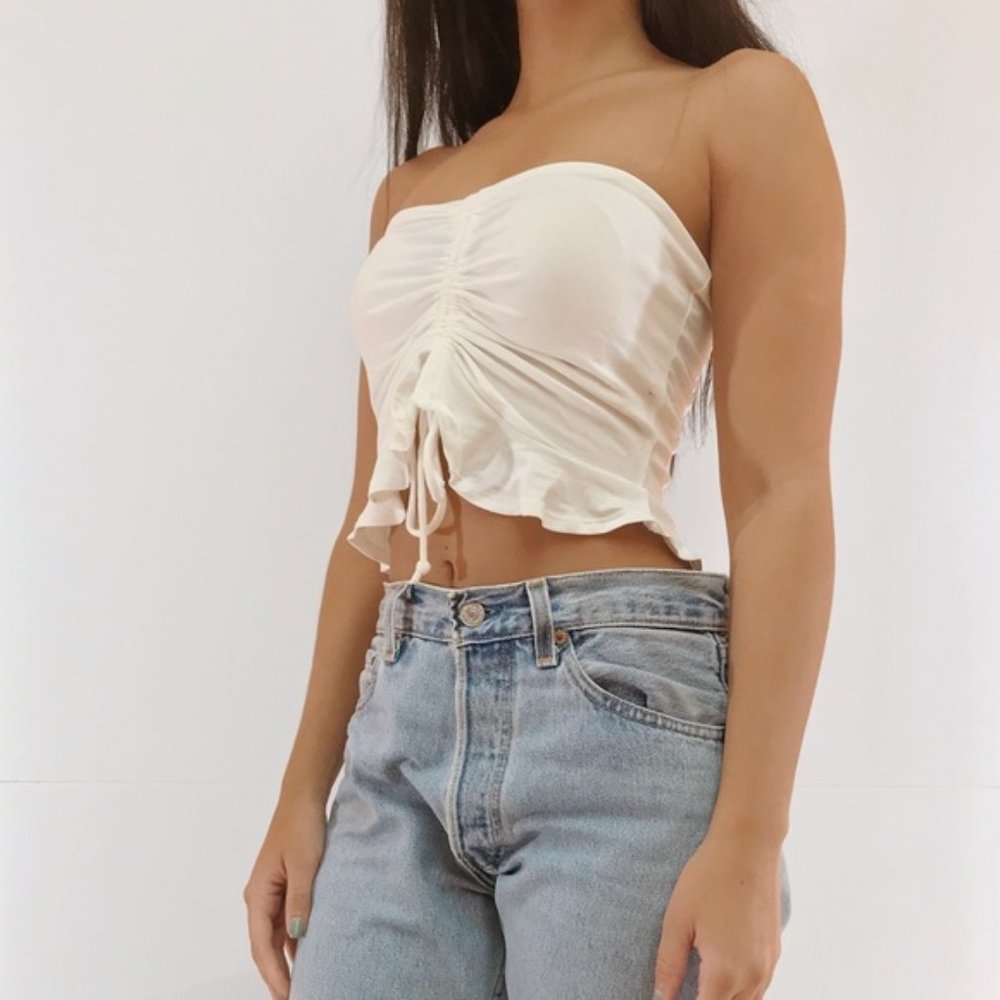 Scrunch Strapless Crop Top